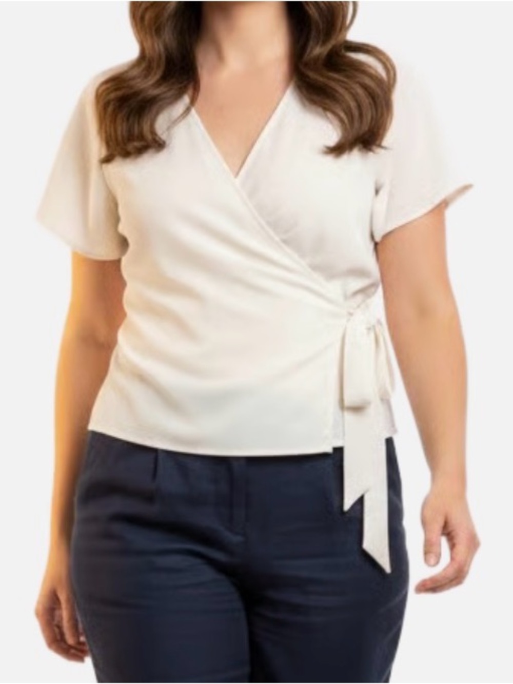 Cream Wrap Top